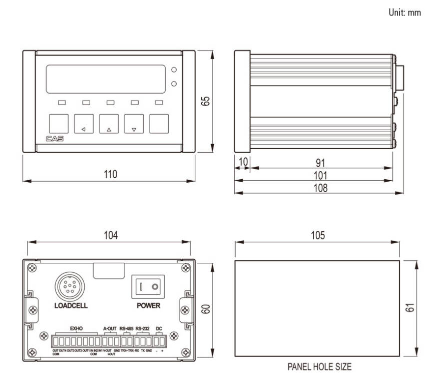 WTM-500 Transmitter - RS-485 - Modbus Comm. + Relay Out (2-In 4-out) - 2